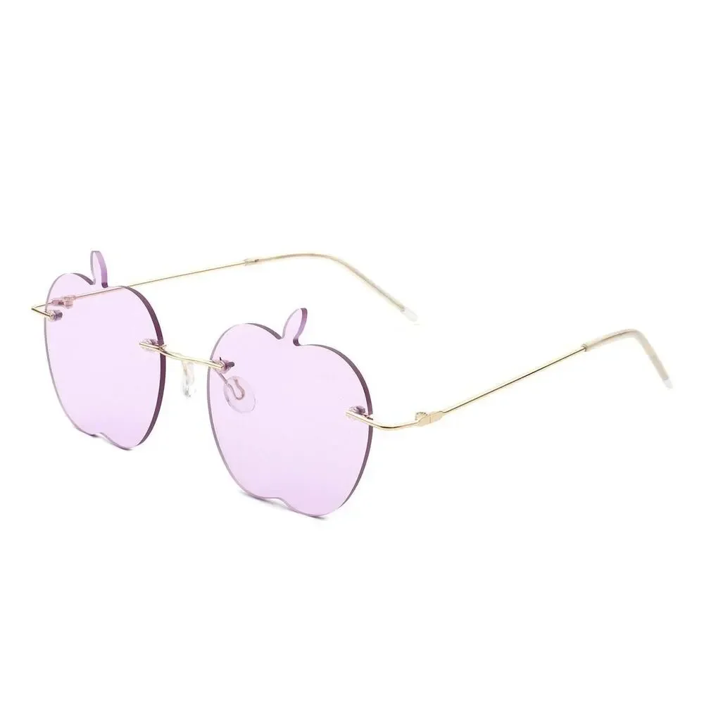 Funky Chic Rimless Apple Shape Purple Sunglasses Party Fun Vibes